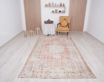 vintage rug, turkish rug, 5x9 rug, oushak area rug, handmade rug, muted wool rug, vintage area rug, anatolian rug, turkish vintage rug, 38