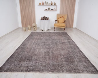 7x10 rug, oversize oushak rug, large vintage rug, 7x10 turkish rug, wool rug, handmade, muted oushak rug, faded turkish rug,oversize rug,959