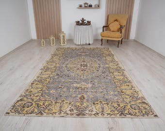 vintage rug, muted wool rug, turkish vintage rug, anatolian rug, vintage area rug, turkish rug, 6x10 rug, oushak area rug, handmade rug,1600