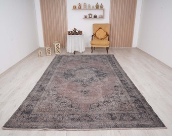 large turkish rug, oversize rug, turkish carpet, 7x11 rug, oushak area rug, vintage rug, anatolian rug, large vintage rug,muted wool rug,287
