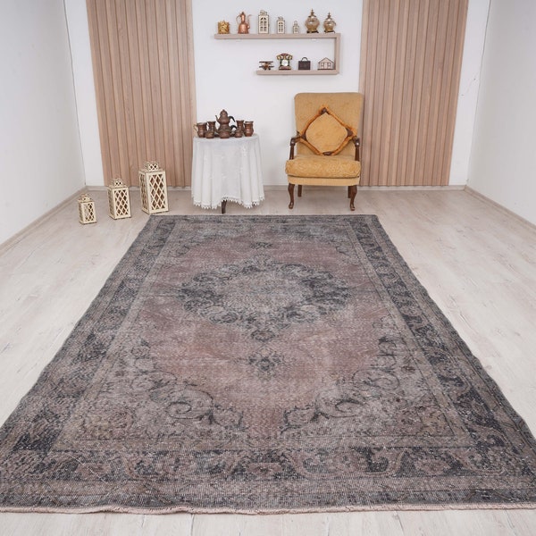 large turkish rug, oversize rug, turkish carpet, 7x11 rug, oushak area rug, vintage rug, anatolian rug, large vintage rug,muted wool rug,287