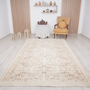 6x9 rug, muted oushak rug, neutral vintage rug, 6x9 turkish rug, faded rug, wool rug, turkish area rug,handmade,bohemian rug,antique rug,927