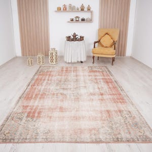6x9 rug, muted oushak rug, neutral vintage rug, 6x9 turkish rug, faded rug, wool rug, turkish area rug,handmade,bohemian rug,antique rug,646