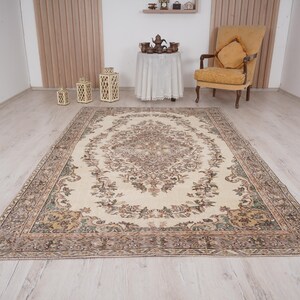 6x9 rug, muted oushak rug, neutral vintage rug, 6x9 turkish rug, faded rug, wool rug, turkish area rug,handmade,bohemian rug,antique rug,263