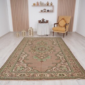 6x9 rug, muted oushak rug, neutral vintage rug, 6x9 turkish rug, faded rug, wool rug, turkish area rug,handmade,bohemian rug,antique rug,346