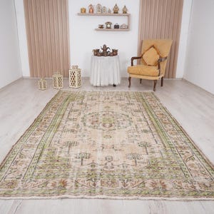 6x9 rug, muted oushak rug, neutral vintage rug, 6x9 turkish rug, faded rug, wool rug, turkish area rug,handmade,bohemian rug,antique rug,332