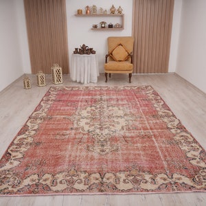 oushak rug 7x11, oversize rug, handmade rug, turkish vintage rug, anatolian rug, vintage rug, 7x11 rug,large turkish rug,oushak area rug,338