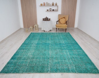 7x10 rug, oversize oushak rug, large vintage rug, 7x10 turkish rug, wool rug, handmade, muted oushak rug, faded turkish rug,oversize rug,543