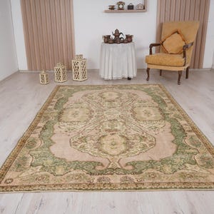 6x9 rug, muted oushak rug, neutral vintage rug, 6x9 turkish rug, faded rug, wool rug, turkish area rug,handmade,bohemian rug,antique rug,264