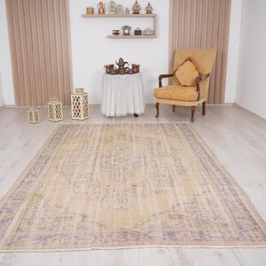 6x9 rug, muted oushak rug, neutral vintage rug, 6x9 turkish rug, faded rug, wool rug, turkish area rug,handmade,bohemian rug,antique rug,351