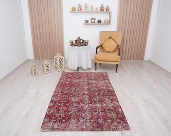 4x6 rug, turkish vintage rug, wool rug, vintage rug,anatolian rug,natural rug,turkish rug,oushak rug,muted rug,oushak area rug,faded rug,143
