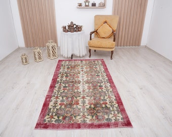4x7 area rug, oushak area rug, faded rug, natural rug, oushak rug, turkish vintage rug, muted rug, turkish rug, anatolian rug,vintage rug,82