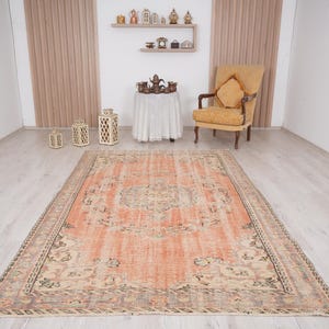 6x9 rug, muted oushak rug, neutral vintage rug, 6x9 turkish rug, faded rug, wool rug, turkish area rug,handmade,bohemian rug,antique rug,319