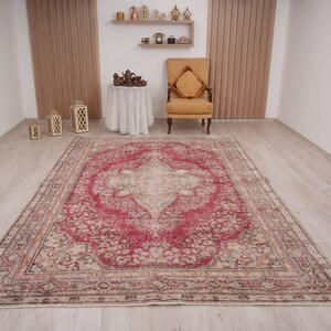 turkish rug 7x11,large turkish rug,muted wool rug, vintage rug, oushak area rug, anatolian rug,handmade rug,turkish vintage rug,7x11 rug,423