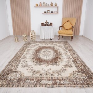 6x9 rug, muted oushak rug, neutral vintage rug, 6x9 turkish rug, faded rug, wool rug, turkish area rug,handmade,bohemian rug,antique rug,543