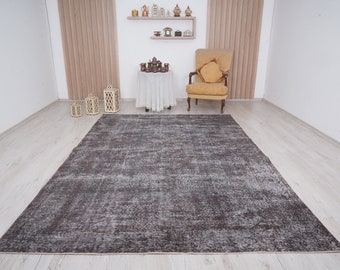 7x10 rug, oversize oushak rug, large vintage rug, 7x10 turkish rug, wool rug, handmade, muted oushak rug, faded turkish rug,oversize rug,857