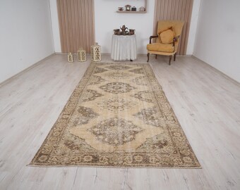 5x11 rug, oushak runner, vintage runner rug, 5x11 turkish runner, wool runner rug,hallway,muted oushak rug,faded turkish rug,corridor rug,34
