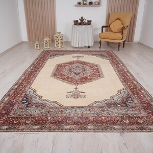 6x10 rug, oversize oushak rug, large vintage rug, 6x10 turkish rug, wool rug, handmade, muted oushak rug, faded turkish rug,oversize rug,259