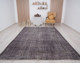 7x10 rug, oversize oushak rug, large vintage rug, 7x10 turkish rug, wool rug, handmade, muted oushak rug, faded turkish rug,oversize rug,545