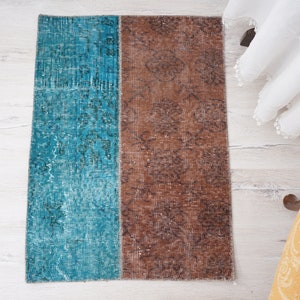 turkish mini rug, oushak rug, 2x3 mini rug, faded rug, handmade small rug,vintage door mat,antique rug,turkish rug 2x3,vintage small rug,785