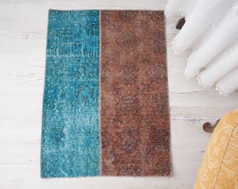 Türkischer Mini Teppich, Oushak Teppich, 2x3 Mini Teppich, Ausgebleichter Teppich, Handgeknüpfter kleiner Teppich,Vintage Türmatte,antik Teppich,türkischer Teppich 2x3,785