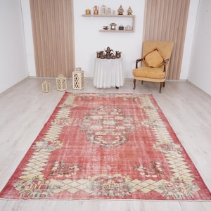 6x9 rug, muted oushak rug, neutral vintage rug, 6x9 turkish rug, faded rug, wool rug, turkish area rug,handmade,bohemian rug,antique rug,539