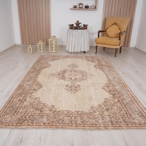 6x9 rug, muted oushak rug, neutral vintage rug, 6x9 turkish rug, faded rug, wool rug, turkish area rug,handmade,bohemian rug,antique rug,282