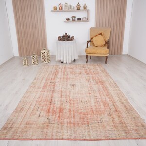 6x9 rug, muted oushak rug, neutral vintage rug, 6x9 turkish rug, faded rug, wool rug, turkish area rug,handmade,bohemian rug,antique rug,767