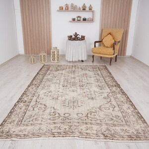 6x9 rug, muted oushak rug, neutral vintage rug, 6x9 turkish rug, faded rug, wool rug, turkish area rug,handmade,bohemian rug,antique rug,344