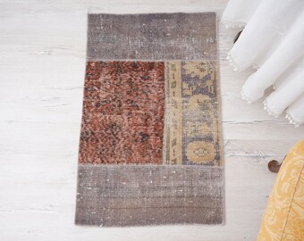 2x3 vintage rug, natural door mat rug, turkish rug 2x3,oushak rug small,antique rug,2x3 mini rug,turkish small rug,vintage mini rug,wool,842