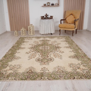 6x9 rug, muted oushak rug, neutral vintage rug, 6x9 turkish rug, faded rug, wool rug, turkish area rug,handmade,bohemian rug,antique rug,216