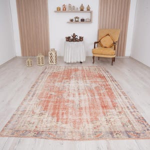 6x9 rug, muted oushak rug, neutral vintage rug, 6x9 turkish rug, faded rug, wool rug, turkish area rug,handmade,bohemian rug,antique rug,521