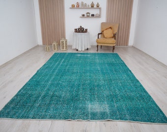 7x10 rug, oversize oushak rug, large vintage rug, 7x10 turkish rug, wool rug, handmade, muted oushak rug, faded turkish rug,oversize rug,485