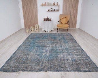 7x10 rug, oversize oushak rug, large vintage rug, 7x10 turkish rug, wool rug, handmade, muted oushak rug, faded turkish rug,oversize rug,696
