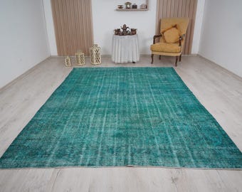 7x10 rug, oversize oushak rug, large vintage rug, 7x10 turkish rug, wool rug, handmade,muted oushak rug,faded turkish rug,oversize rug,590