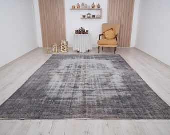 7x10 rug, oversize oushak rug, large vintage rug, 7x10 turkish rug, wool rug, handmade, muted oushak rug, faded turkish rug,oversize rug,542