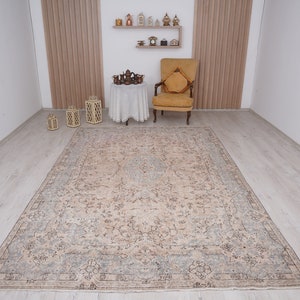 7x11 oushak rug, muted wool rug, turkish rug, handmade rug,faded rug,7x11 area rug,vintage rug,anatolian rug,turkish vintage rug,7x11 rug,41