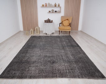 7x10 rug, oversize oushak rug, large vintage rug, 7x10 turkish rug, wool rug, handmade, muted oushak rug, faded turkish rug,oversize rug,511