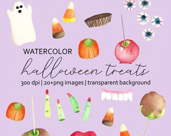 Cute Watercolor Halloween Candy Images, Trick or treat Graphics, trick or treat clipart, Halloween treats  sweets, Halloween illustrations