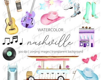 Nashville Watercolor Images Clipart Graphics, Watercolor guitars,  Bachelorette graphics, Cowgirl Bride, Nashville Wall Art