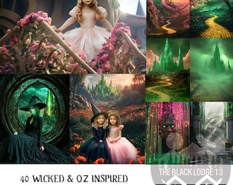 40 Wicked & Oz-Inspired Digital Backdrops - High-Quality 300 DPI Backgrounds