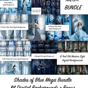 Mega Bundle Shades of Blue Digitale Hintergründe Pink Backdrops x 84 + BONUS