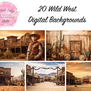 20 Wild West Themen Digitale Hintergründe - Sofort Download