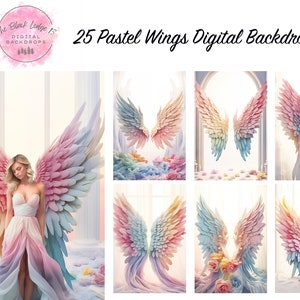 25 Pastell Fluegel digitale Hintergründe - zum sofortigen Download