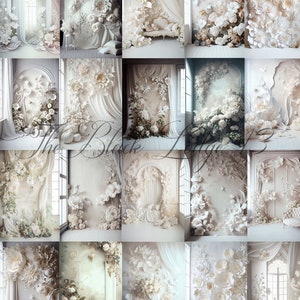 20 Digital Backgrounds for Photographers - Dreamy White Floral Backdrops