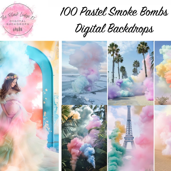 100 Pastel Smoke Bombs Digital Backdrops