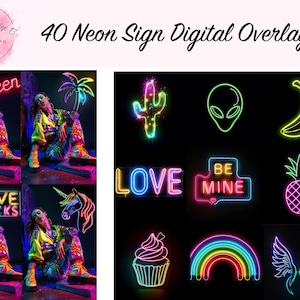 40 Neon Sign Overlays Photo Textures