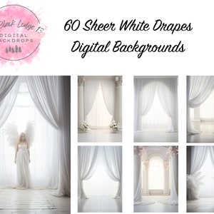60 Mixed Sheer White Drapes Digital Backgrounds - Mega Bundle