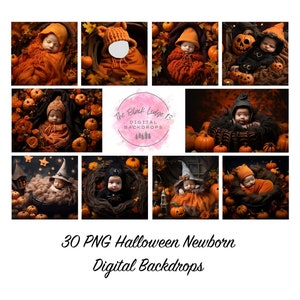 30 PNG Halloween Newborn Digital Backgrounds