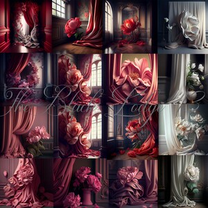 Digital Backgrounds for Photographers - 15 Giant Florals Painterly Style
